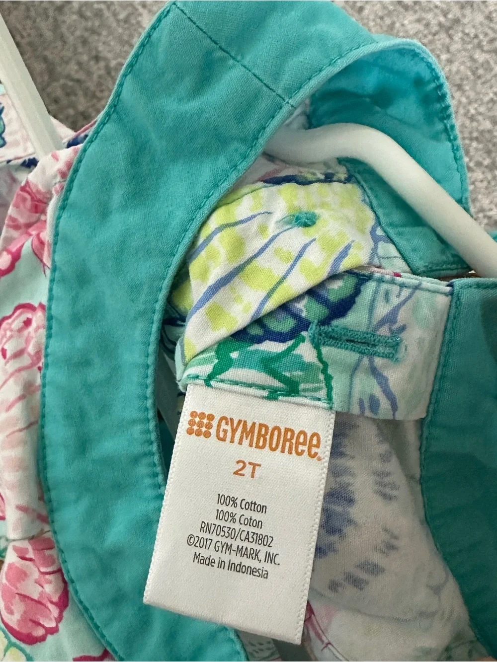 Gymboree Teal Trim Multicolor Shell-Print Dress